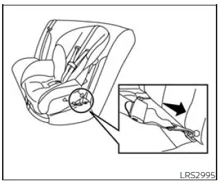 Nissan Frontier forward-facing webbing-mounted LATCH connector installation step 3