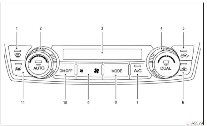 Nissan Frontier automatic climate control system and HVAC control panel