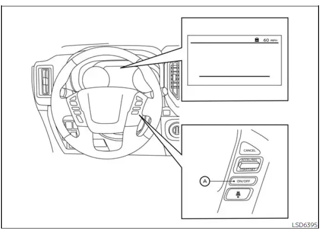 Nissan Frontier Intelligent Cruise Control ICC switch on the steering wheel