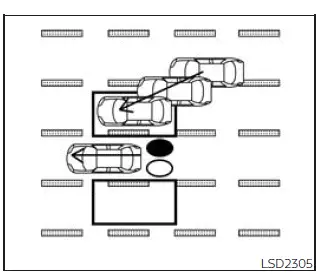 Nissan Frontier BSW system illustration showing a vehicle entering the detection zone from the side