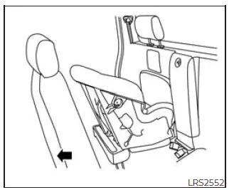Nissan Frontier rear-facing child restraint positioning on jump seat step 2