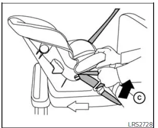 Nissan Frontier removing slack from child restraint seat belt step 5