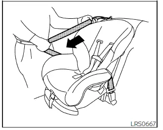 Nissan Frontier activating ALR mode during child restraint installation step 4