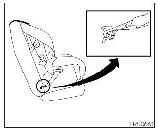 Nissan Frontier LATCH webbing-mounted child restraint attachment