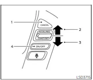 Nissan Frontier conventional fixed speed cruise control switches