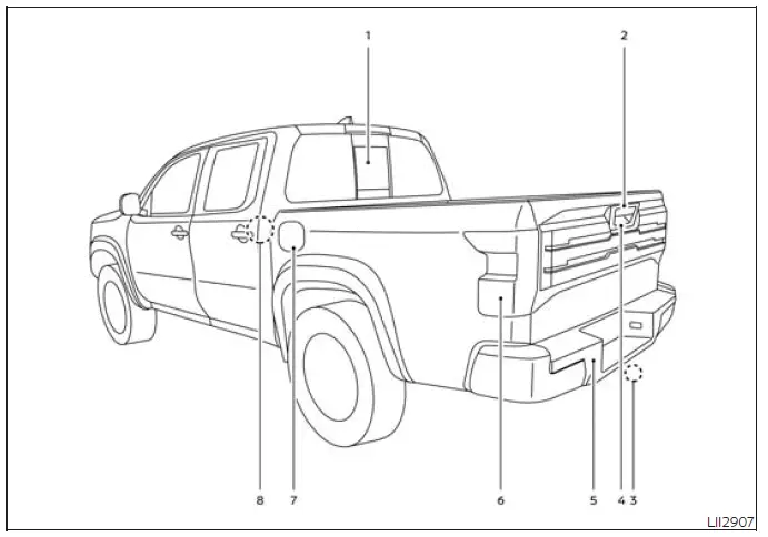 Nissan Frontier exterior rear view and cargo area features