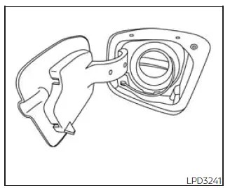 Nissan Frontier fuel filler door and fuel cap location