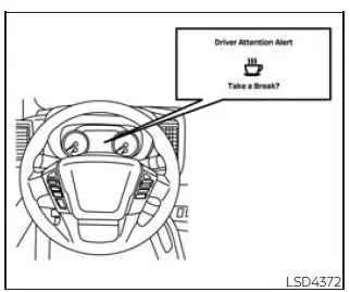 Nissan Frontier Intelligent Driver Alertness take a break warning display