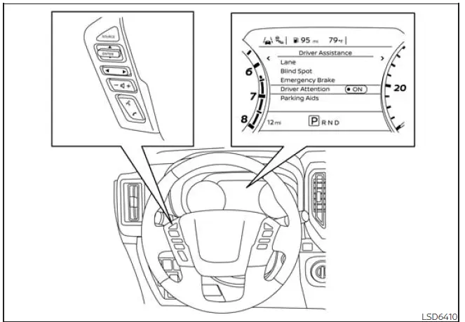 Nissan Frontier Intelligent Driver Alertness driver assistance settings menu