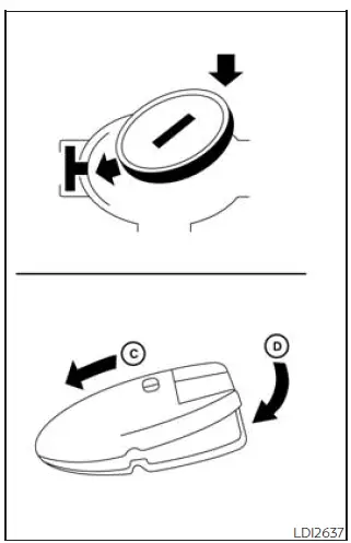 Nissan Frontier Intelligent Key CR2032 battery replacement and polarity position