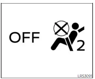 Nissan Frontier front passenger air bag status indicator and dashboard display