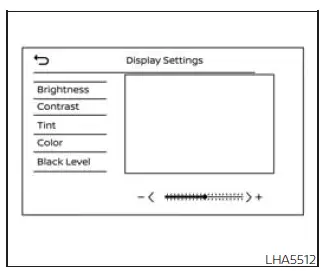 Nissan Frontier RearView Monitor display settings adjustment menu