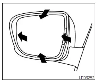 Nissan Frontier manual outside mirror adjustment control