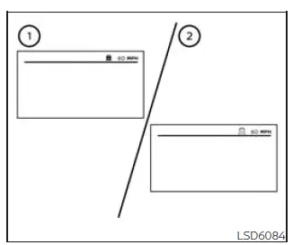 Nissan Frontier ICC system set display comparison with and without a vehicle ahead