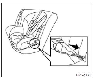 Nissan Frontier forward-facing child restraint webbing-mounted LATCH installation step 2
