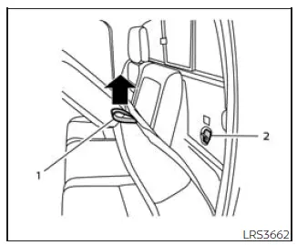 Nissan Frontier top tether anchor point access behind rear bench seat