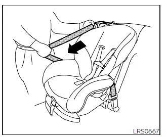 Nissan Frontier activating ALR mode for child restraint installation step 5