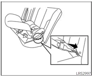Nissan Frontier rear-facing webbing-mounted LATCH attachment installation step 4