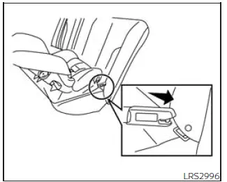 Nissan Frontier rear-facing rigid-mounted LATCH attachment installation step 4
