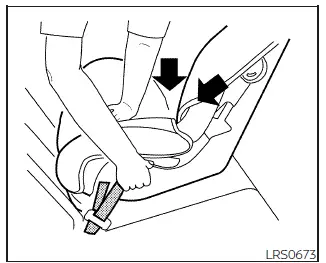 Nissan Frontier tightening rear-facing child restraint LATCH straps step 5