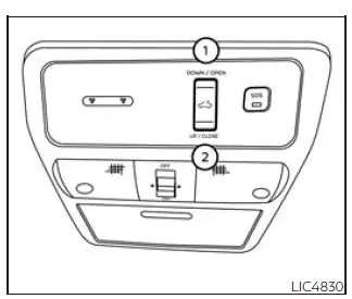 Nissan Frontier power moonroof control switch and glass roof panel