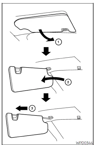 Nissan Frontier adjustable sun visor with extension panel
