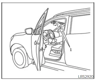 Nissan Frontier supplemental air bag warning label location on sun visor