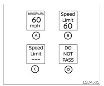 Nissan Frontier traffic sign recognition speed limit and do not pass signs
