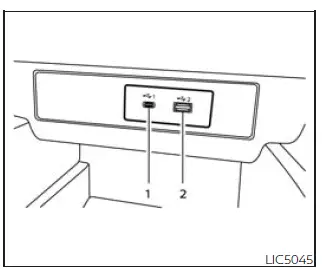 Nissan Frontier front USB charging ports below climate controls