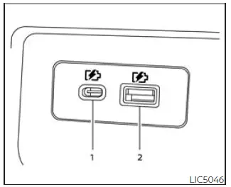 Nissan Frontier rear USB charging ports on center console