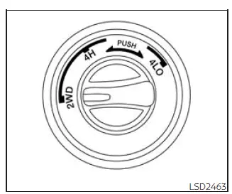 Nissan Frontier 4WD shift switch for selecting 2WD 4H and 4LO modes