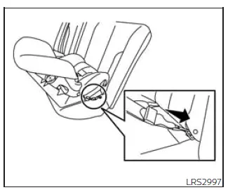 Nissan Frontier rear-facing child restraint webbing-mounted LATCH attachment step 2