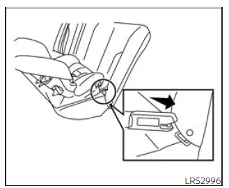 Nissan Frontier rear-facing child restraint rigid-mounted LATCH attachment step 2