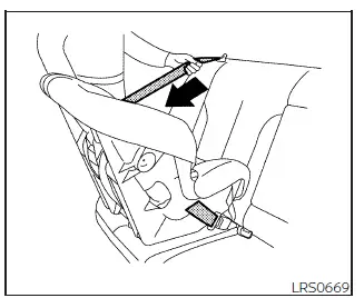 Nissan Frontier activating ALR mode for child restraint installation step 3