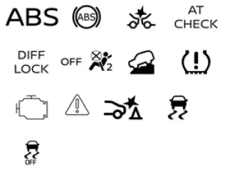 Nissan Frontier yellow warning and caution indicators