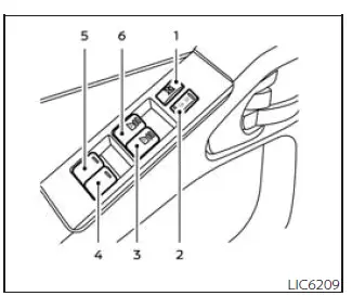 Nissan Frontier driver side power window control panel